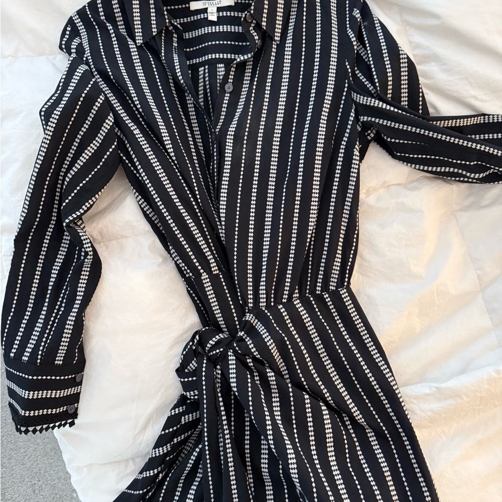 Derek Lam Black and White Long Sleeve Dress